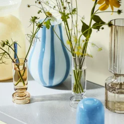 Broste Copenhagen Ada Stripe vase 15,5 x 22,5 cm, Air Blue Fyrklövern