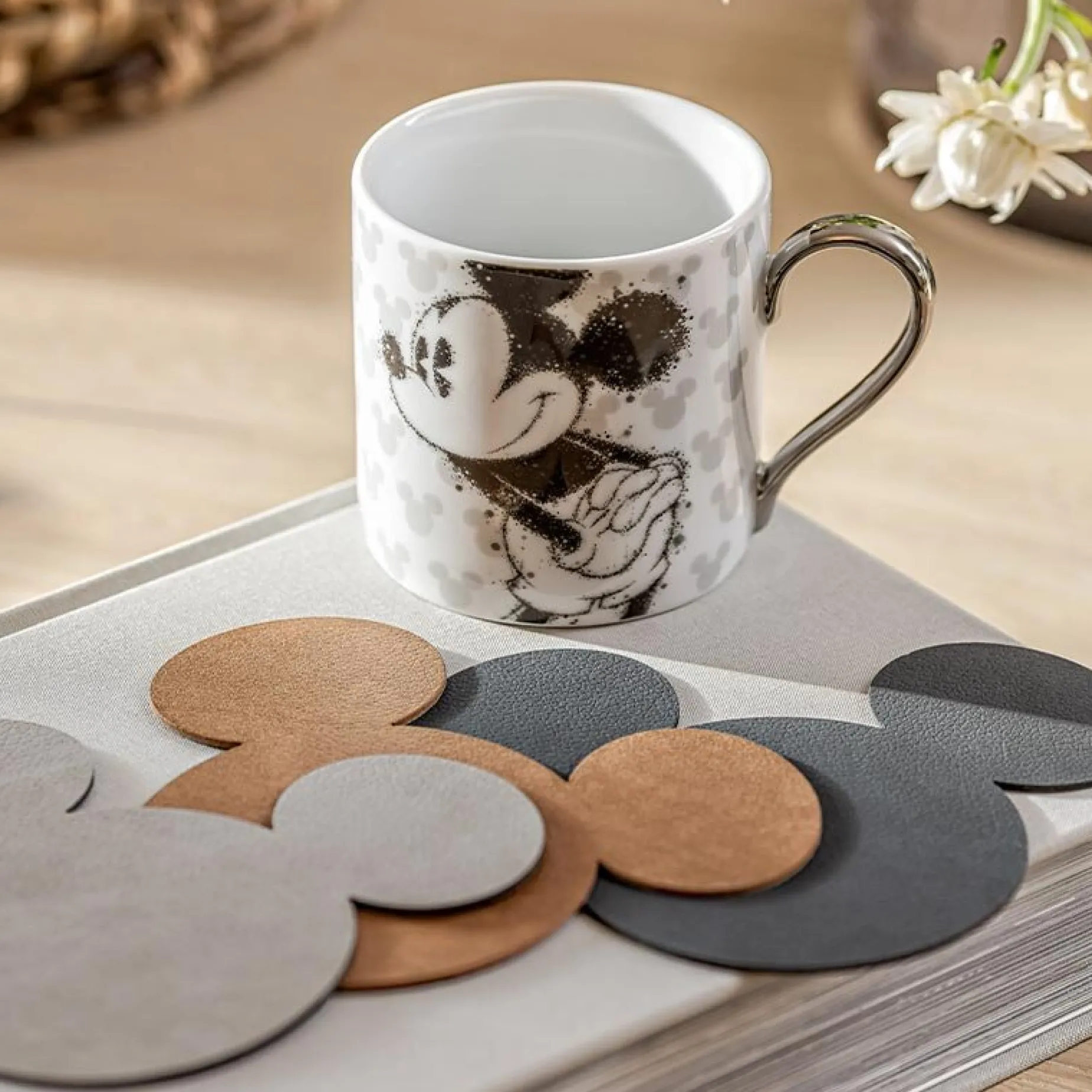 Disney Mickey Mouse glassbrikker antrasitt, 4-pk Fyrklövern