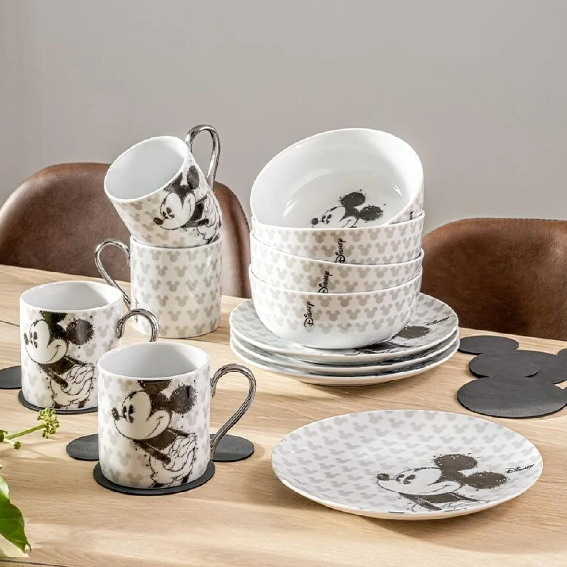 Disney Mickey Mouse glassbrikker antrasitt, 4-pk Fyrklövern
