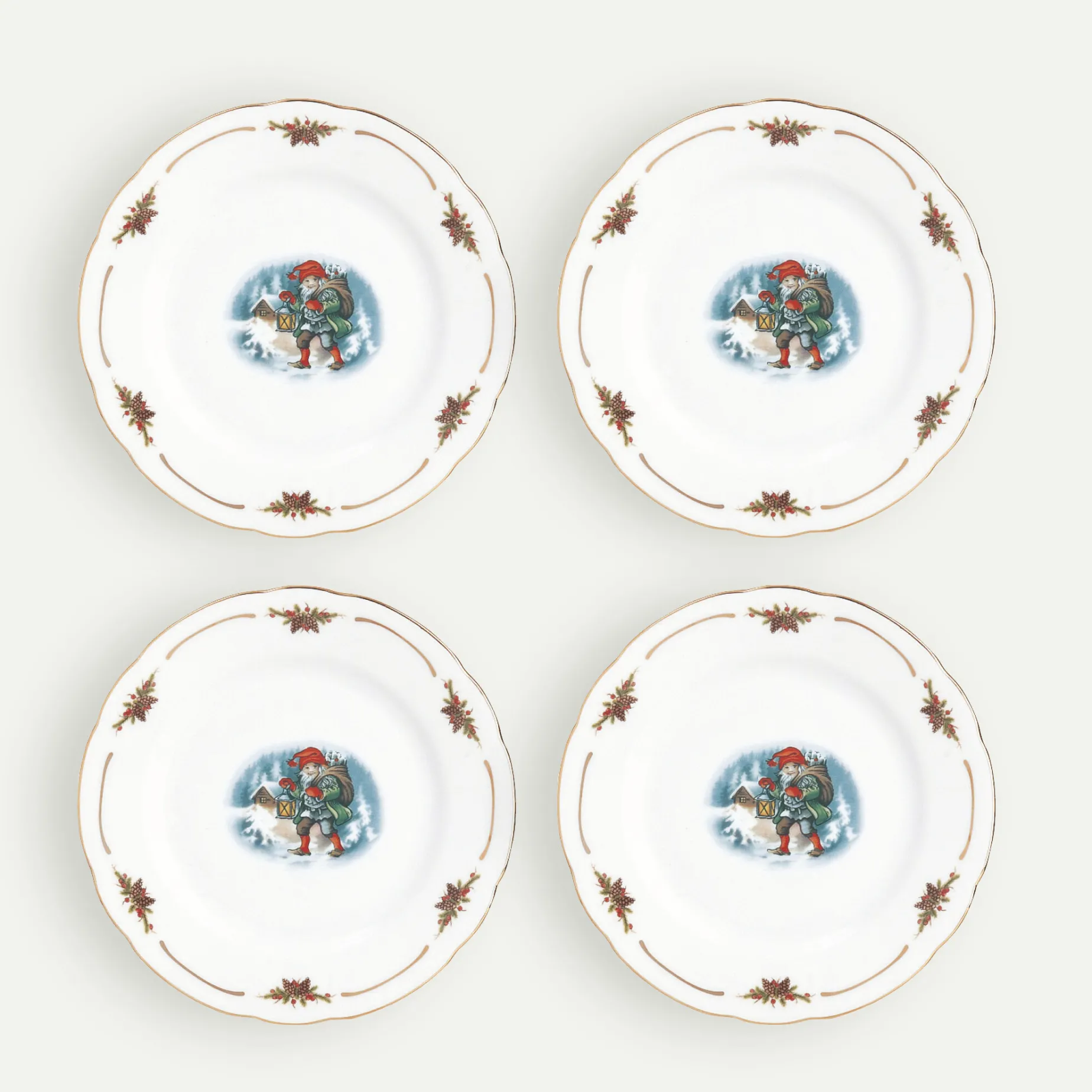 Gammeldags Jul asjett 19 cm 4-pk Fyrklövern