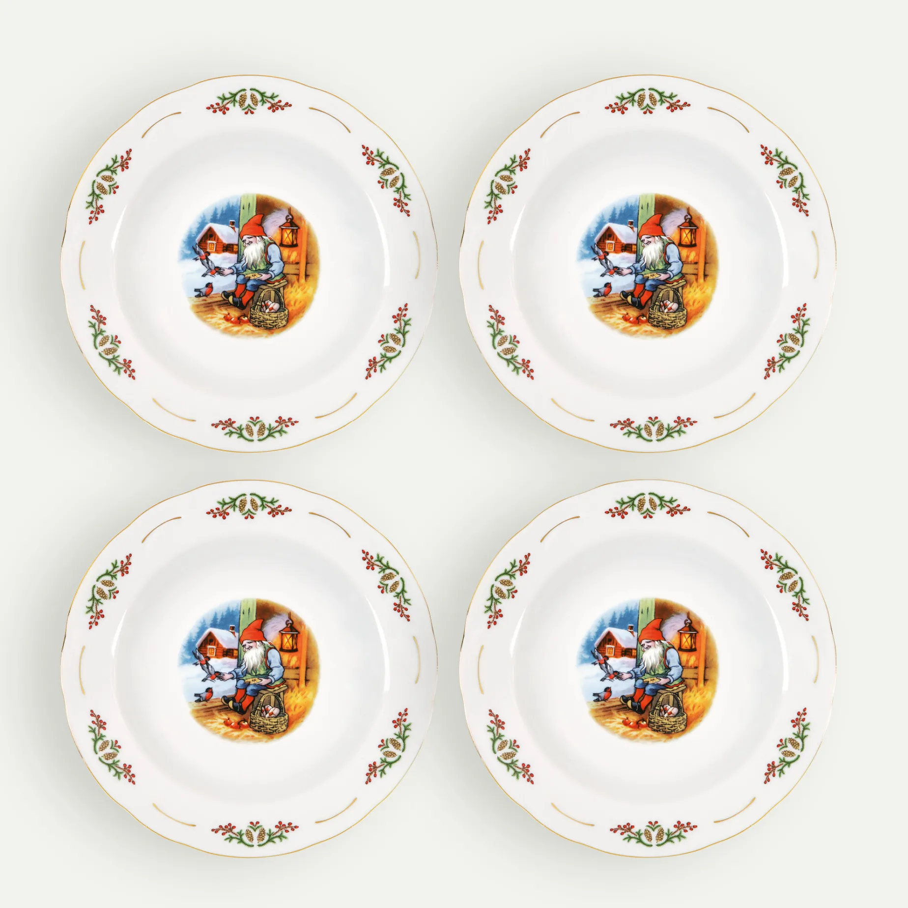 Gammeldags Jul dyp tallerken 22 cm 4-pk Fyrklövern