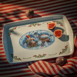 Gammeldags Jul serveringsfat 39 x 27 cm Fyrklövern