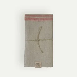 Lovely Linen Heritage serviett 47 x 47 cm 4-pk, Natural Beige/Red Fyrklövern