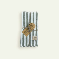 Lovely Linen Misty serviett 45 x 45 cm 4-pk, Edge Jeep Green Fyrklövern