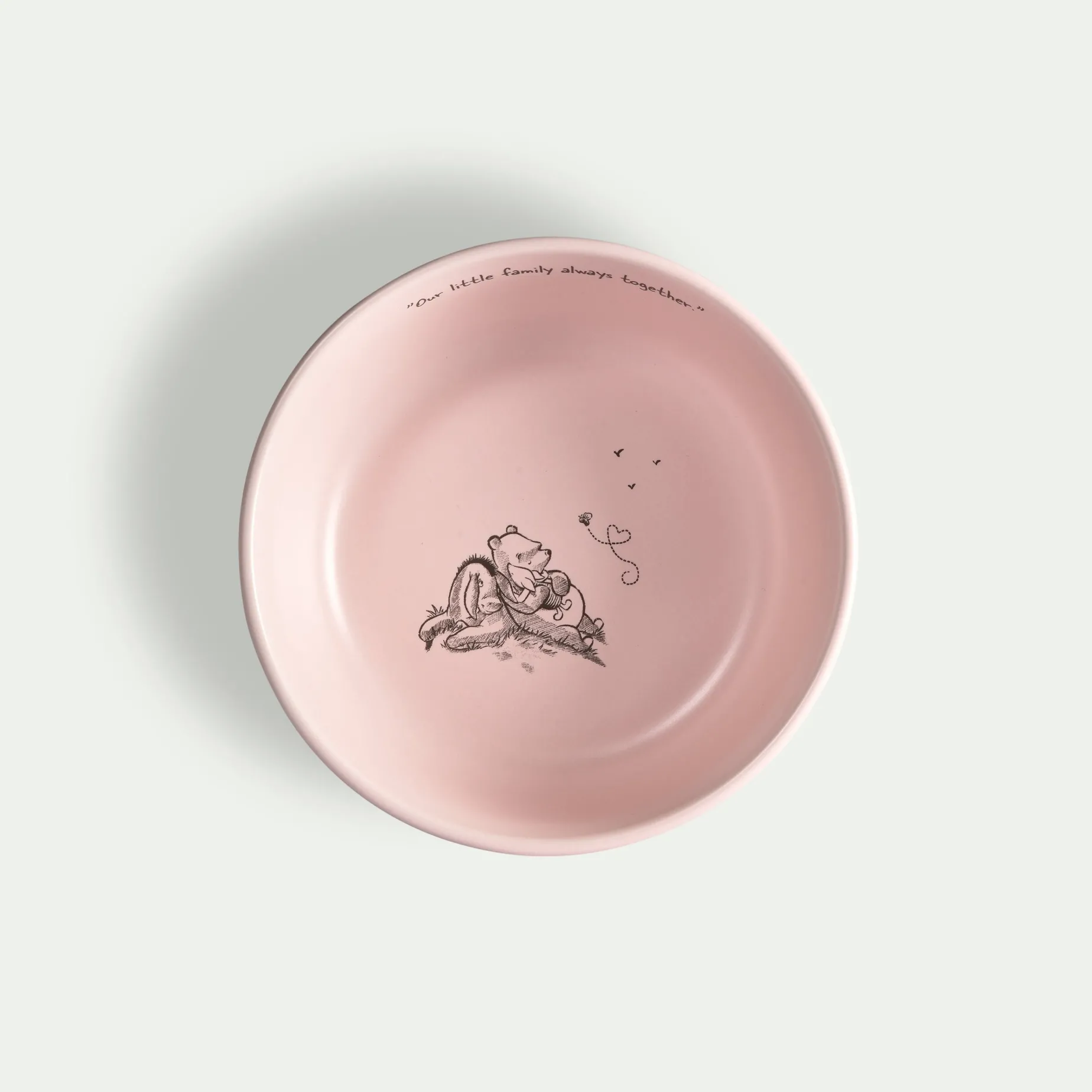 Ole Brumm skål Family 15 cm, Lys rosa Fyrklövern
