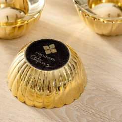 Scallop telysholder i messing Fyrklövern