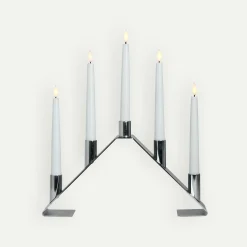 Watt & Veke Luna adventslysestake 38 cm, Chrome Fyrklövern